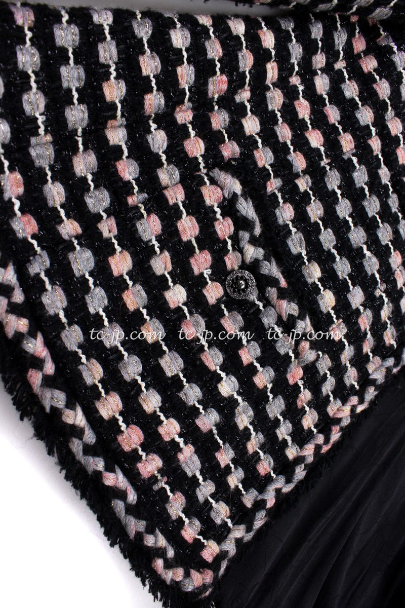 CHANEL 06A Black Metallic Multicolor Tweed Jacket Skirt 34 シャネル ブラック・メタリック・ツイード・ジャケット・スカート