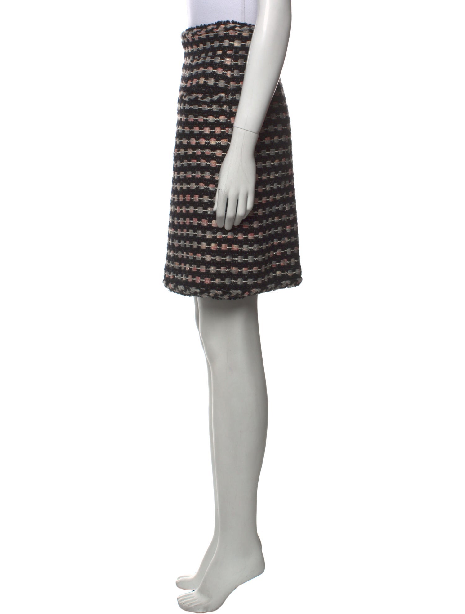 CHANEL 06A Black Metallic Multicolor Tweed Jacket Skirt 34 シャネル ブラック・メタリック・ツイード・ジャケット・スカート