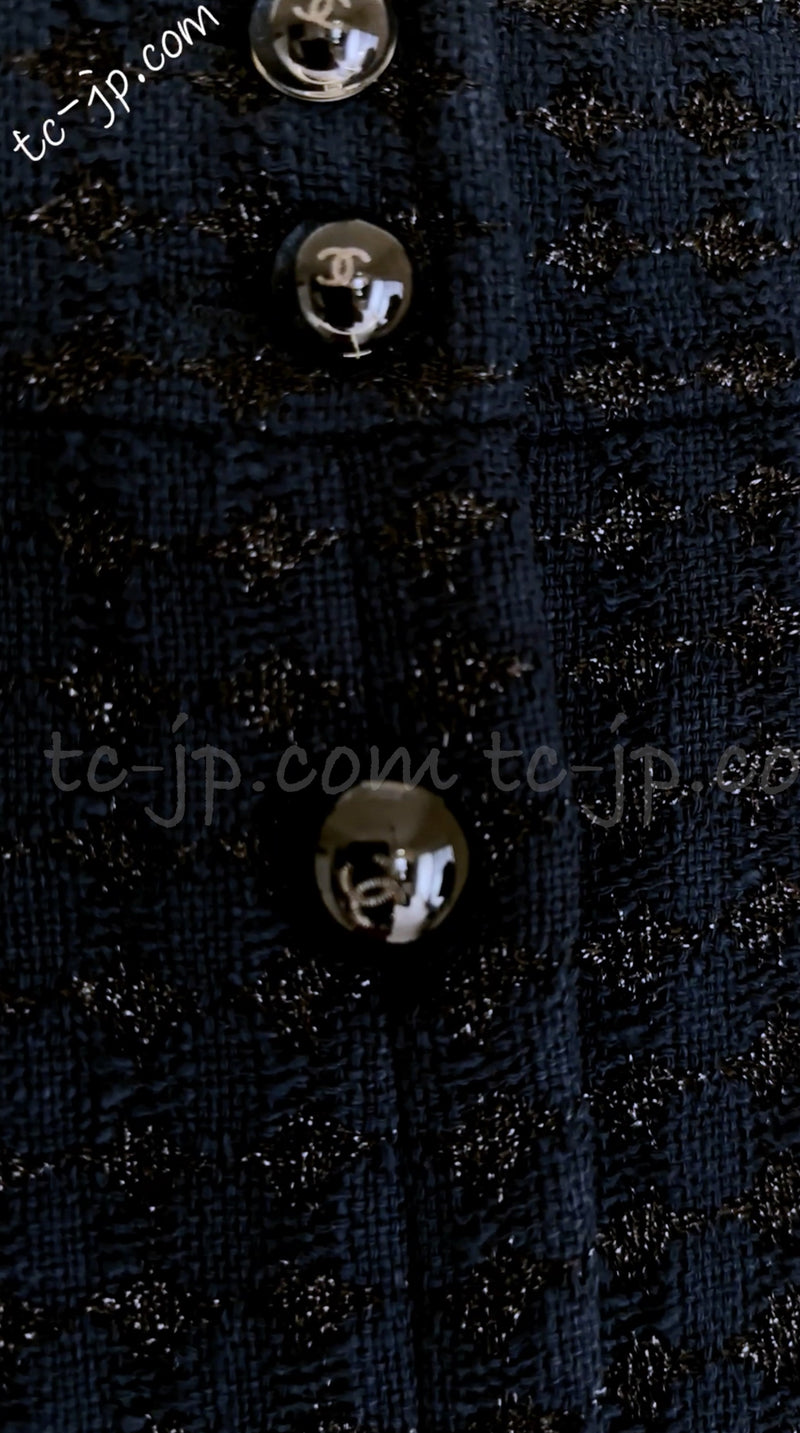 CHANEL 16S Navy Black Tweed Jacket Skirt Suit 36 38 シャネル ネイビー・ブラック・ツイード・ジャケット・スカート・スーツ 即発