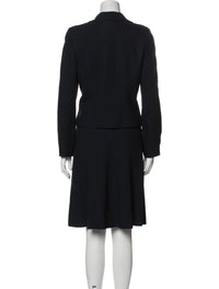 CHANEL 02C Dark Navy Black Two-Piece Swarovski Button Jacket Skirt Suit 40 シャネル 濃紺 ブラック・スワロフスキーボタン ジャケット・スカート・スーツ