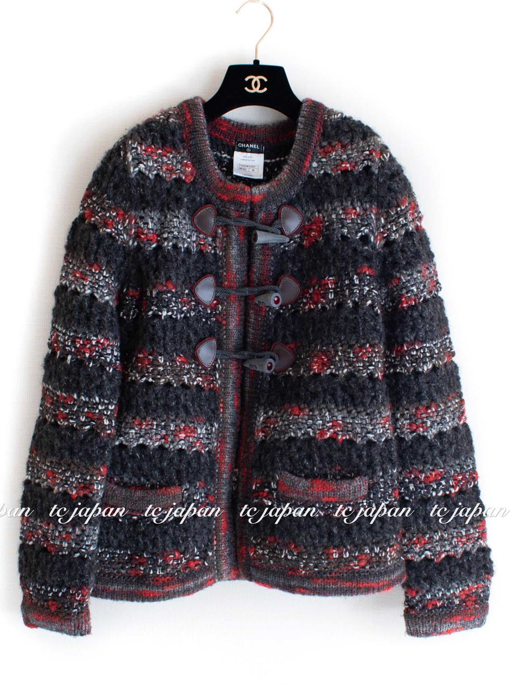 CHANEL 11A Charcoal Wool Cashmere Knit Cardigan coat 36 38 シャネル  チャコール・ウール・カシミア・カーディガン コート 即発