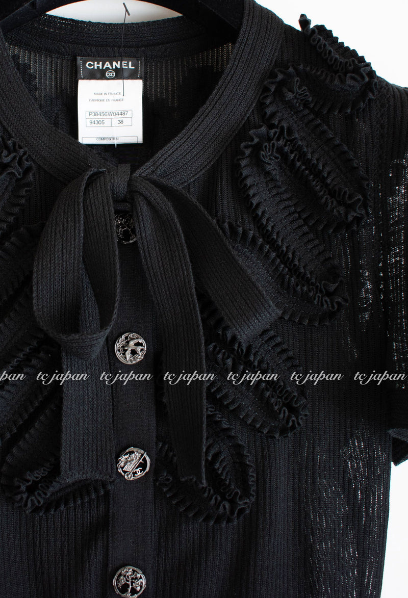 CHANEL 10S Scarlett Johansson Black Knit Dress 34 36 38 シャネル ブラック・ワッフル・ニット・ワンピース・カーディガン 即発 - TC JAPAN