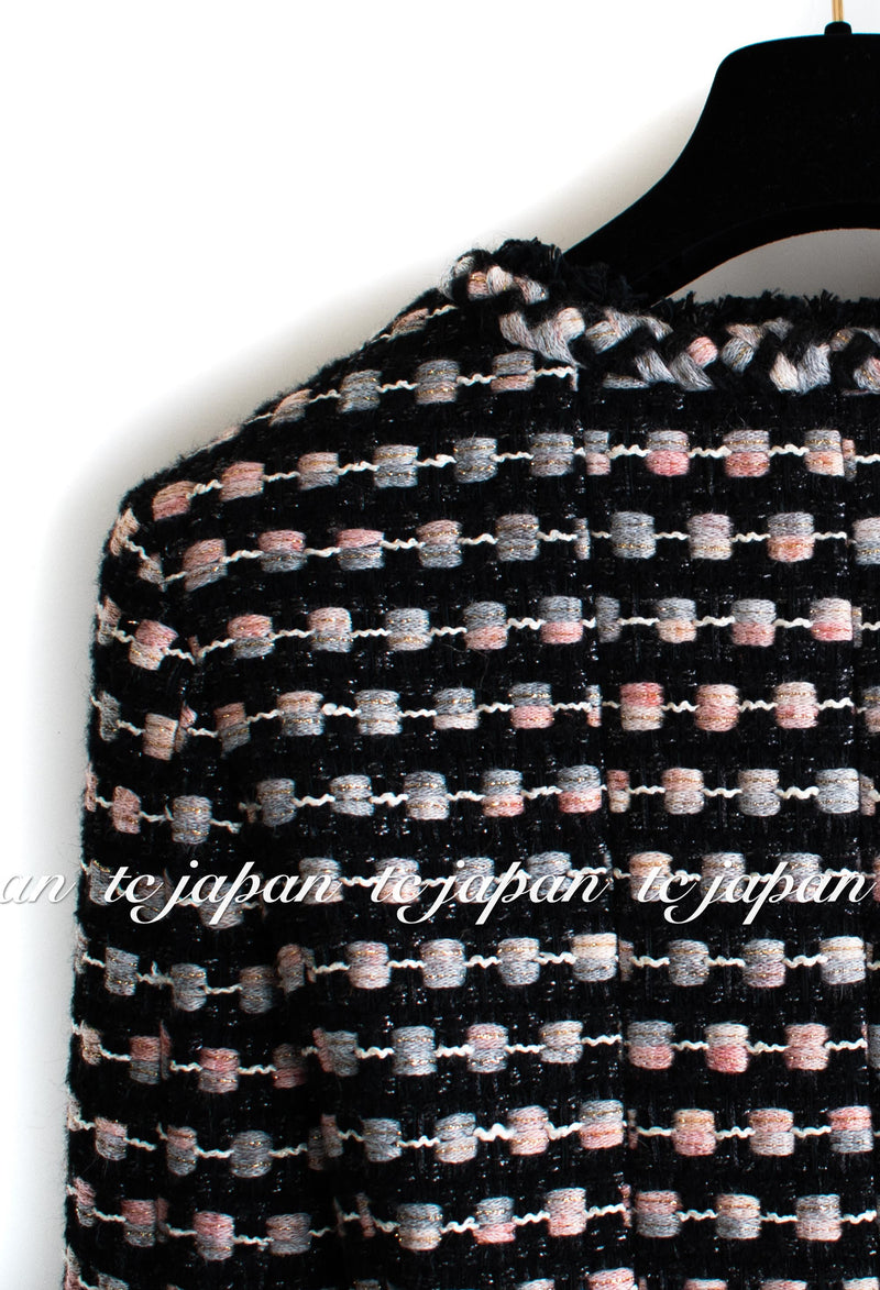 CHANEL 06A Black Metallic Multicolor Tweed Jacket Skirt 34 シャネル ブラック・メタリック・ツイード・ジャケット・スカート