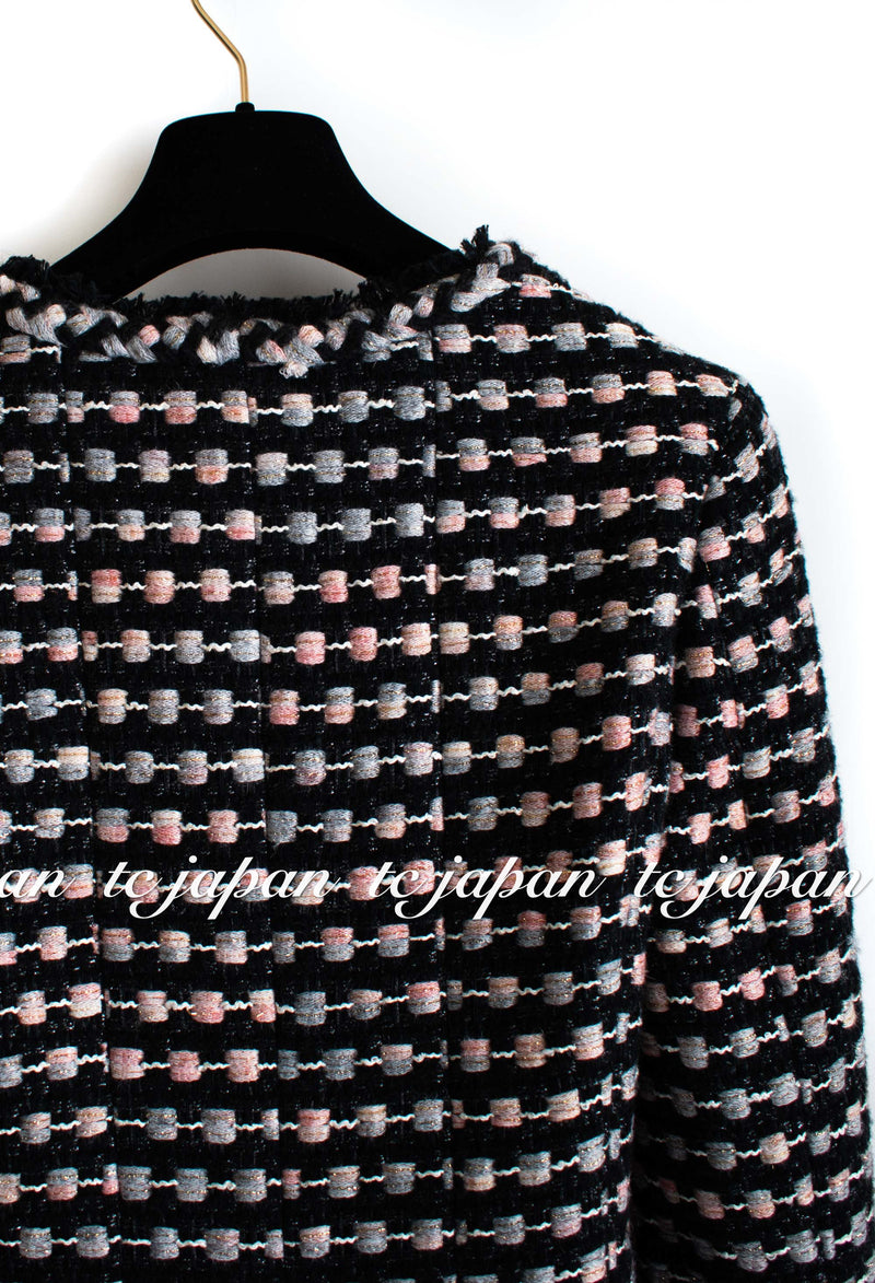 CHANEL 06A Black Metallic Multicolor Tweed Jacket Skirt 34 シャネル ブラック・メタリック・ツイード・ジャケット・スカート