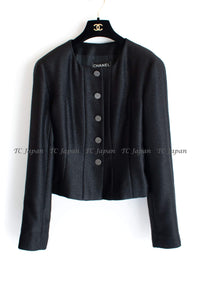 CHANEL 99A Black Wool Cropped Jacket 38 40 シャネル ブラック・ウール混合・ジャケット 即発 - CHANEL TC JAPAN
