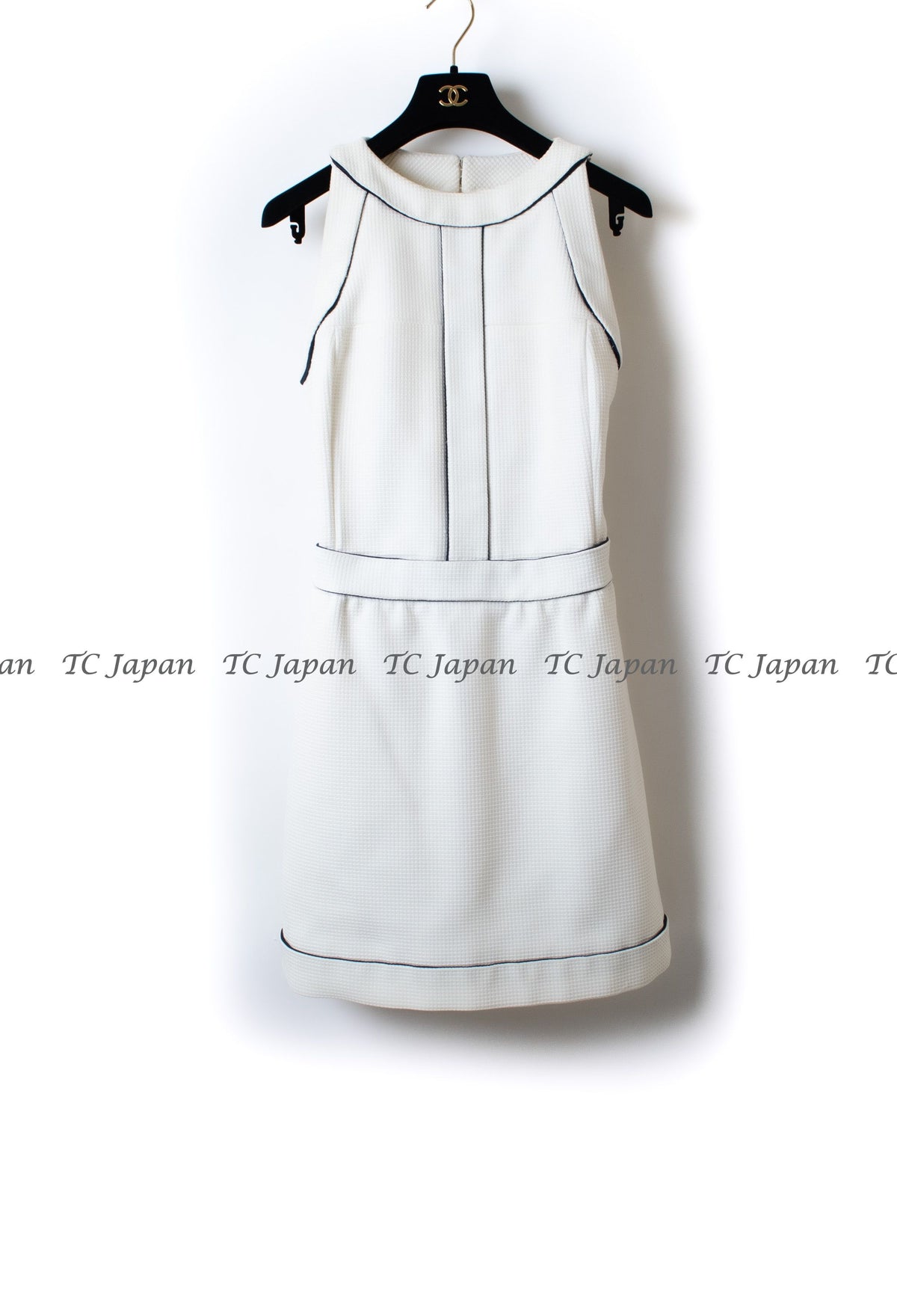 CHANEL 15S White With Blue Trim Dress 38 シャネル 女優クリステン・スチュワート ホワイト・ワンピース