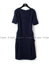CHANEL 12A Jessica Biel Dark Navy Wool Dress 36 40 シャネル ダークネイビー・ウール・グリポワボタン・ワンピース 即発