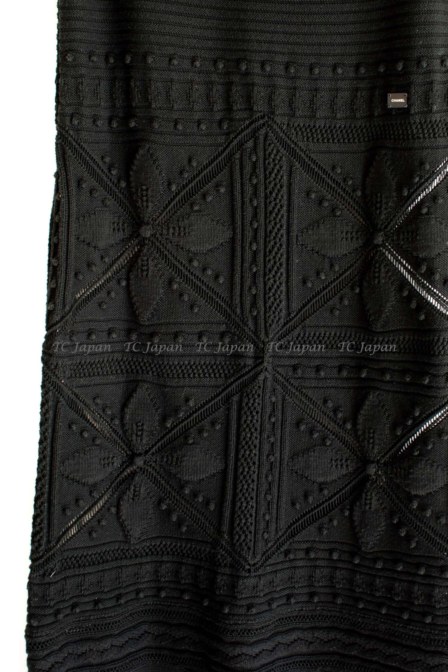 CHANEL 04S Black Cotton Crochet Knit Dress 34 36 38 シャネル ブラック・コットン クロシェ ニット ワンピース 即発