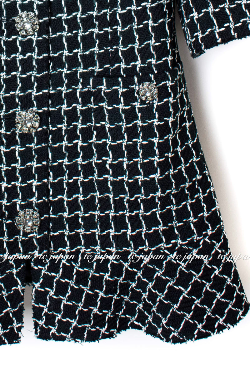 CHANEL 12S Black Ivory Metallic Tweed Jacket 40 42 シャネル ブラック・アイボリー・メタリック・ツイード・ジャケット