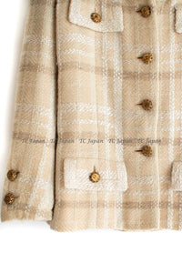 CHANEL Haute Couture Beige Creme Tweed Jacket 38 シャネル オートクチュール・ベージュ・クリーム・ツイード・ジャケット②即発