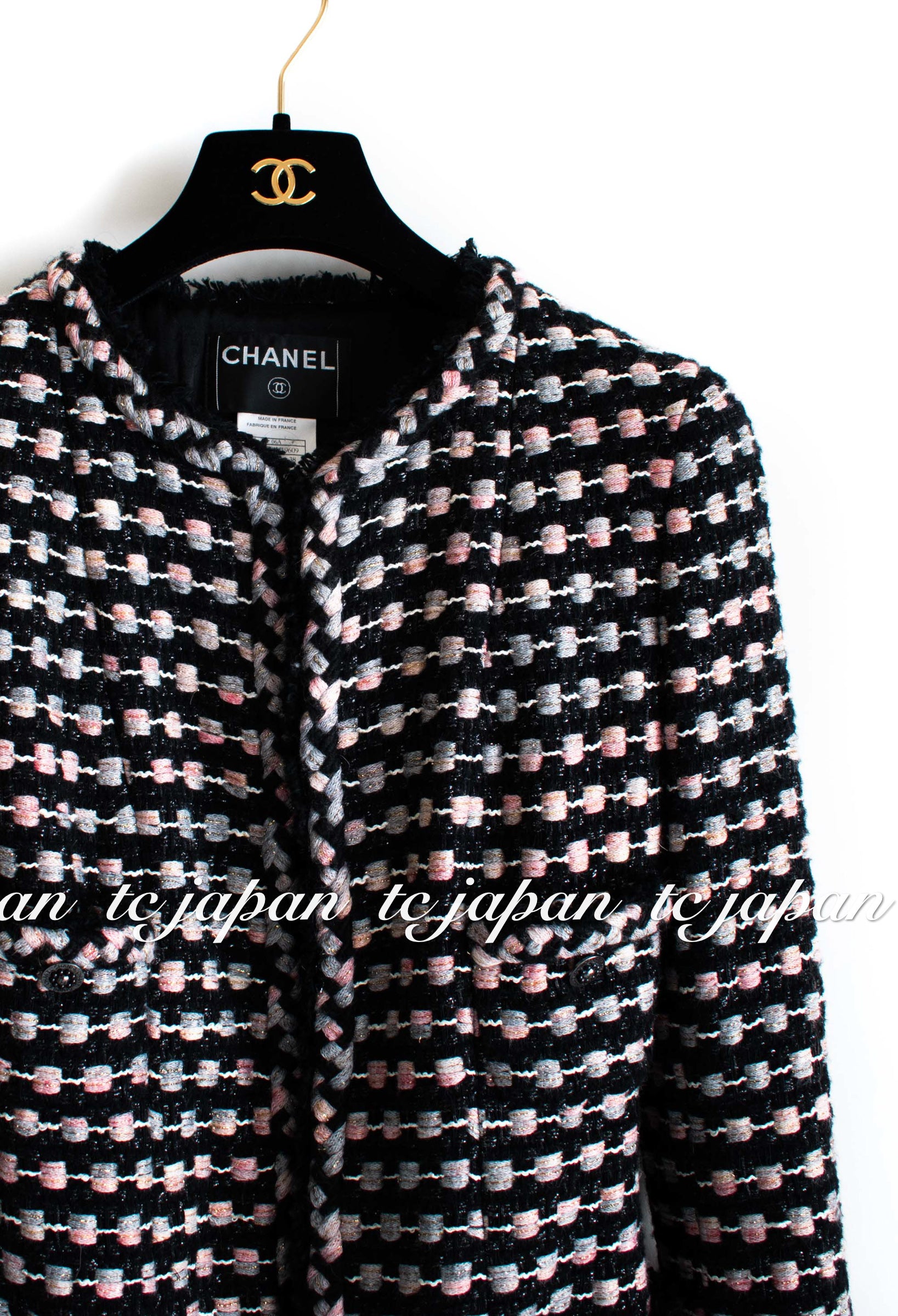 CHANEL 06A Black Metallic Multicolor Tweed Jacket Skirt 34 シャネル ブラック・メタリック・ツイード・ジャケット・スカート