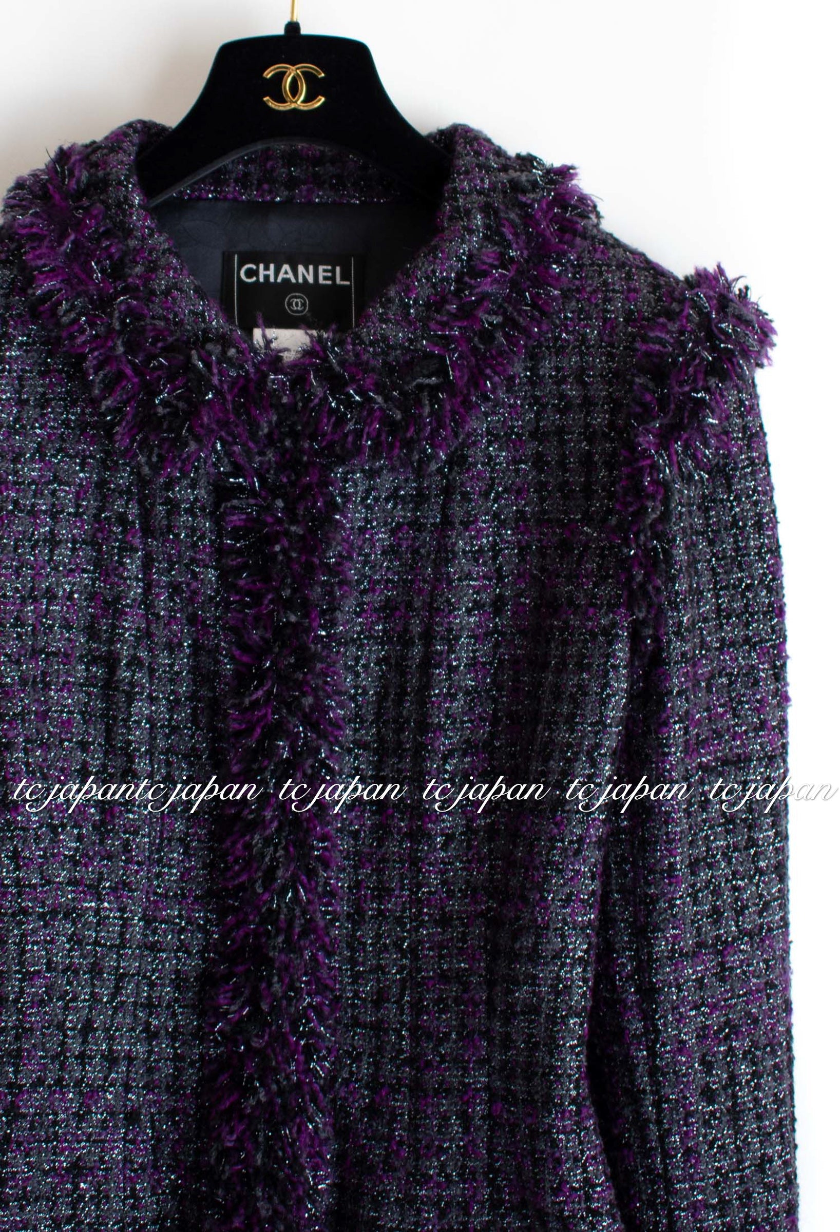 シャネル パープル ツイード ジャケット CHANEL 03A Black Purple