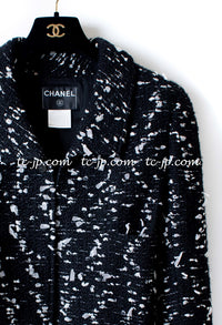 CHANEL 02A Black White Wool Tweed Jacket 42 シャネル ブラック ホワイト ウール ツイード ジャケット 即発