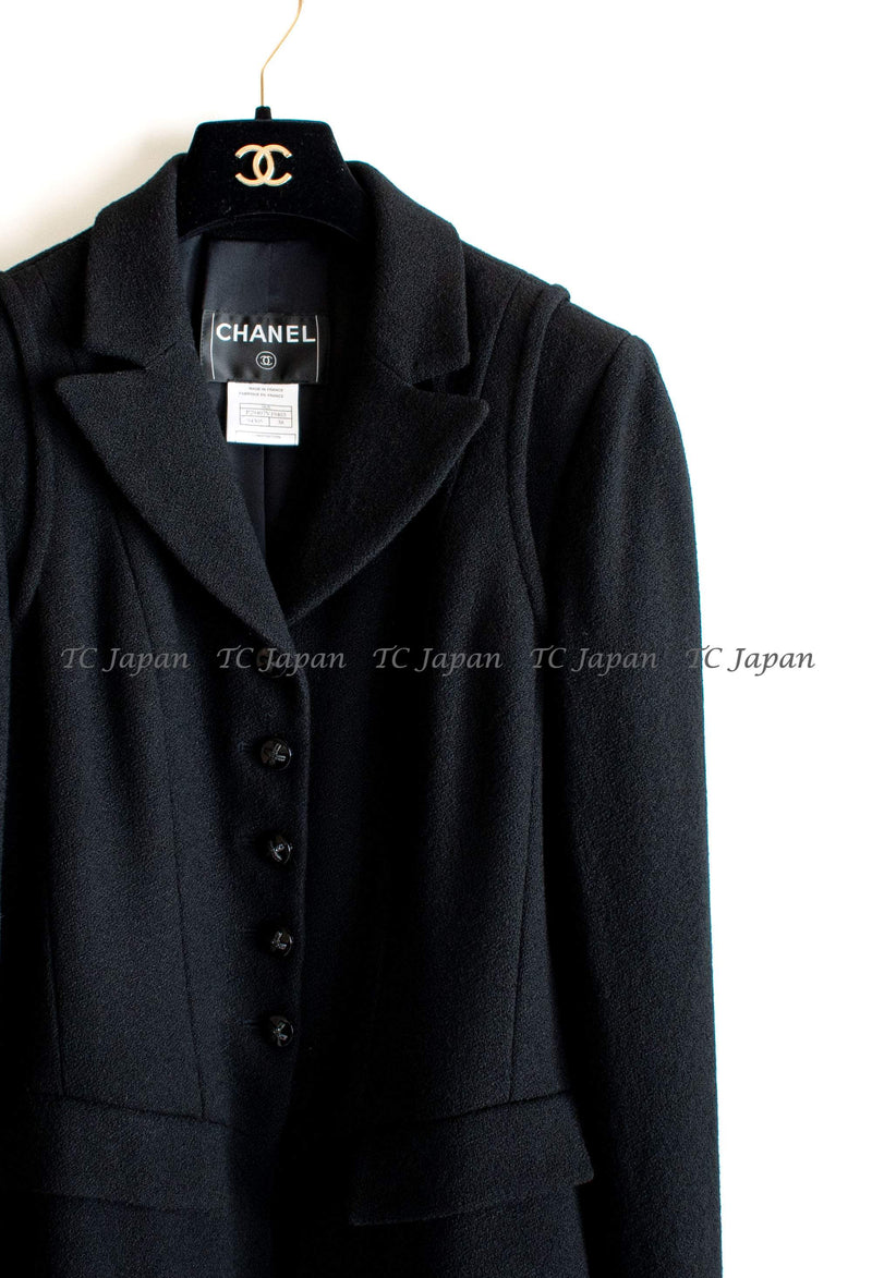CHANEL 06A Black Wool Tweed Coat 36 38 シャネル ブラック・ウール・コート 即発