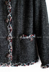 CHANEL 13PF Edinburgh Gray Trim Wool Tweed Jacket 34 36 38 シャネル グレー・トリミング・ウール・ツイード・ジャケット 即発