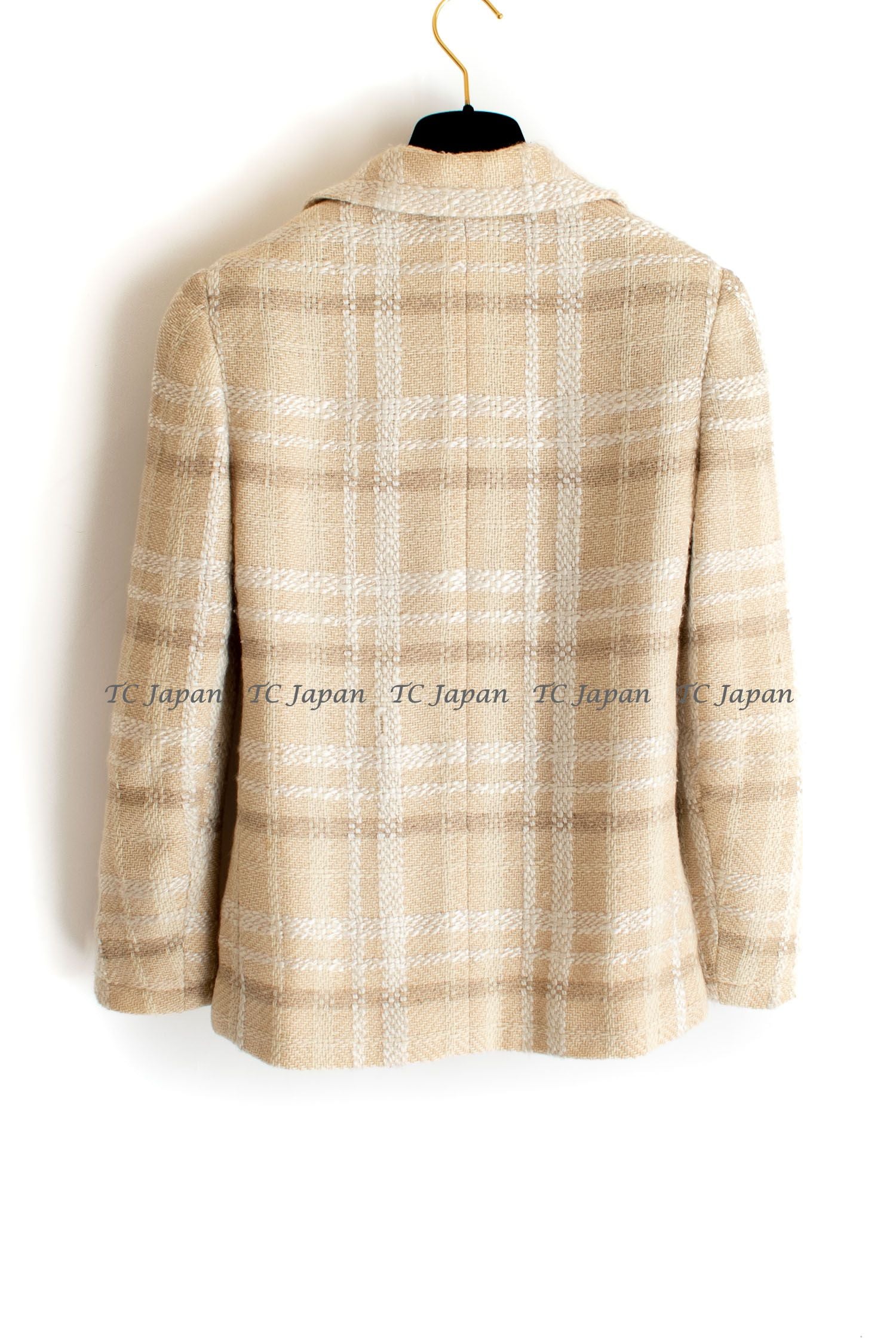 CHANEL Haute Couture Beige Creme Tweed Jacket 38 シャネル  オートクチュール・ベージュ・クリーム・ツイード・ジャケット②即発