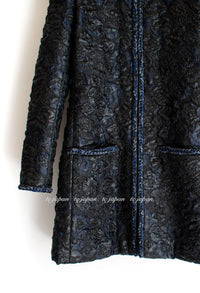 CHANEL 16B Black Navy Camellia Jacket Coat 34 シャネル カメリア 3D・ジャケット・コート