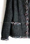 CHANEL 13PF Edinburgh Gray Trim Wool Tweed Jacket 34 36 38 シャネル グレー・トリミング・ウール・ツイード・ジャケット 即発