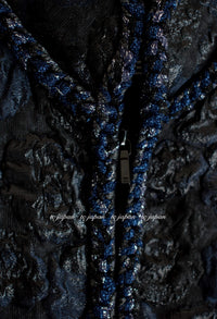 CHANEL 16B Black Navy Camellia Jacket Coat 34 シャネル カメリア 3D・ジャケット・コート