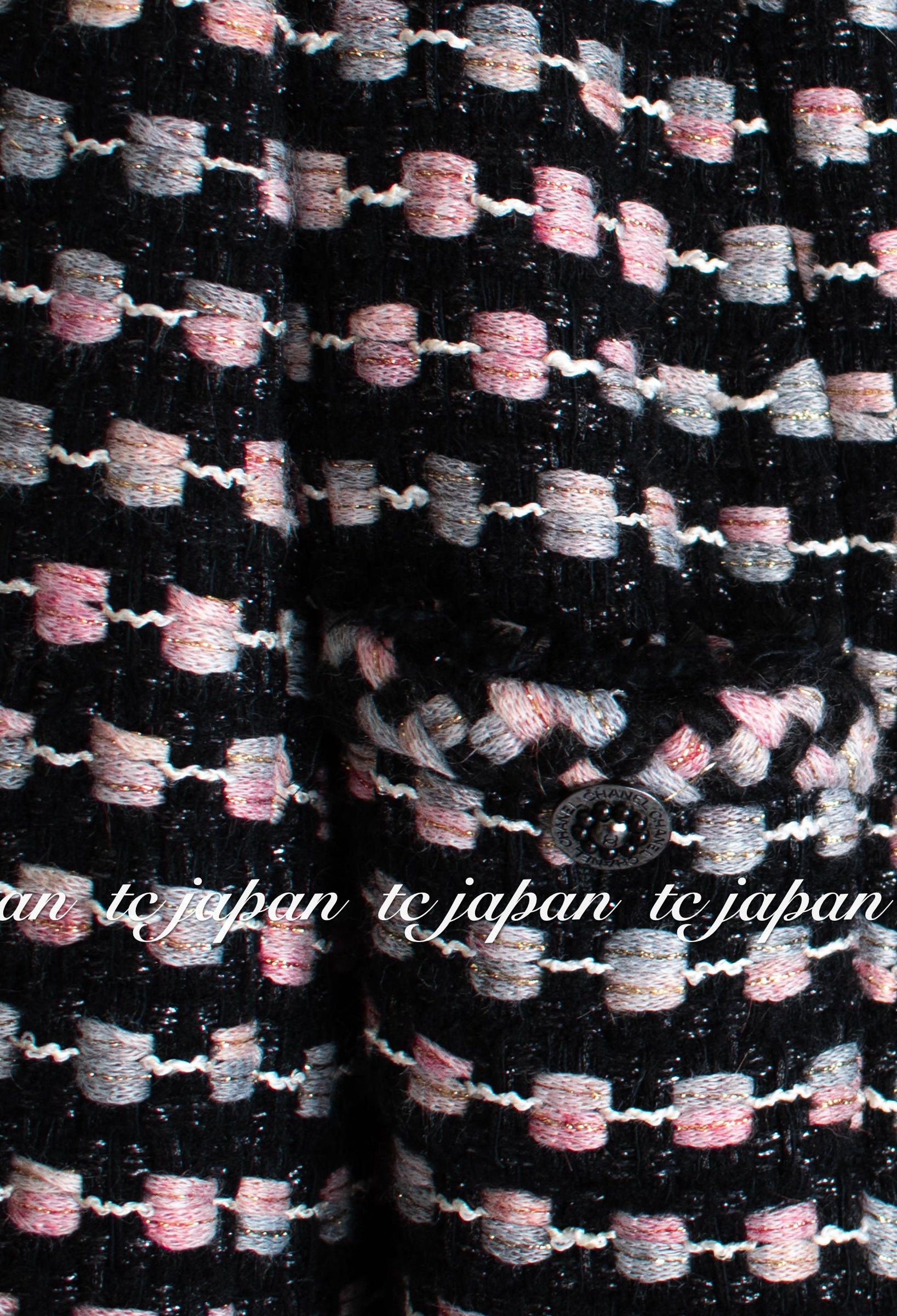 CHANEL 06A Black Metallic Multicolor Tweed Jacket Skirt 34 シャネル ブラック・メタリック・ツイード・ジャケット・スカート