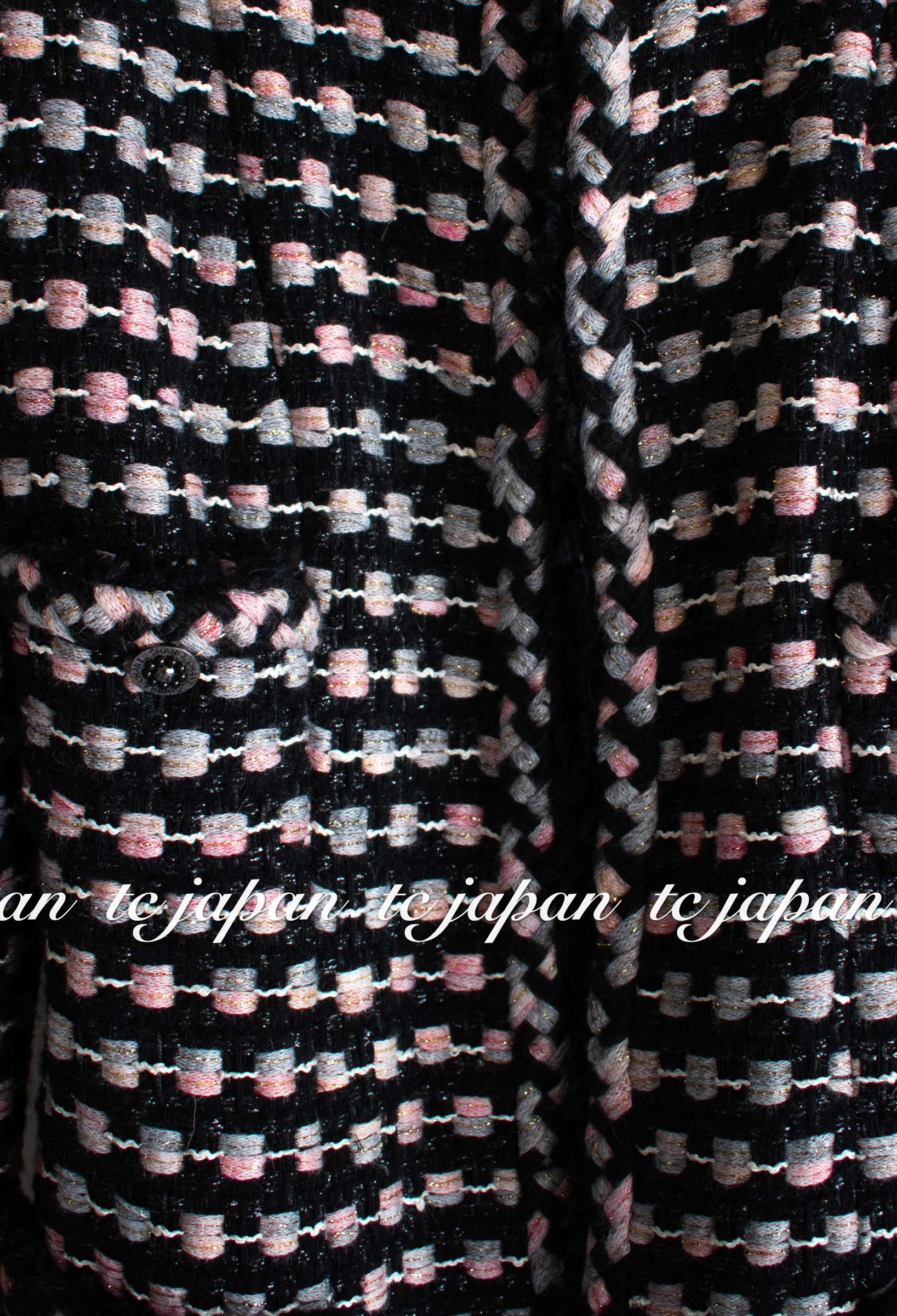CHANEL 06A Black Metallic Multicolor Tweed Jacket Skirt 34 シャネル ブラック・メタリック・ツイード・ジャケット・スカート