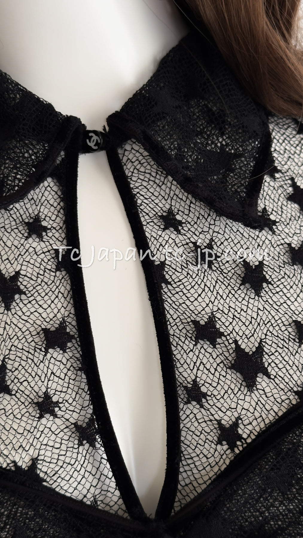 シャネル ブラウス トップス CHANEL ブラック 星柄 半袖 04PF Black